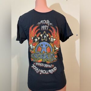 Aerosmith Tour 1977 tshirt Americas Greatest Rock N Roll Band Adult Medium black